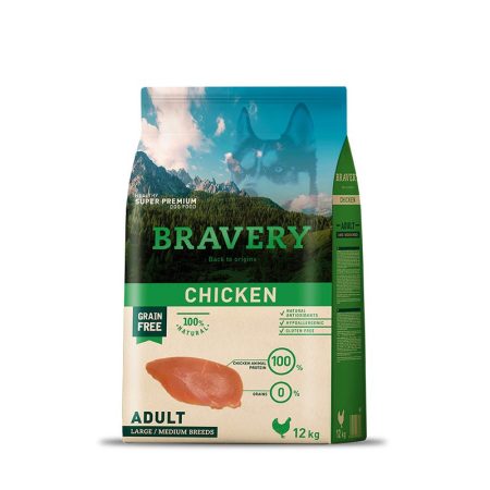 BRAVERY - CHICKEN ADULT L/M BREEDS 12KG