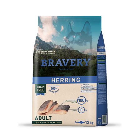 BRAVERY HERRING ADULTO L/M 12 KG